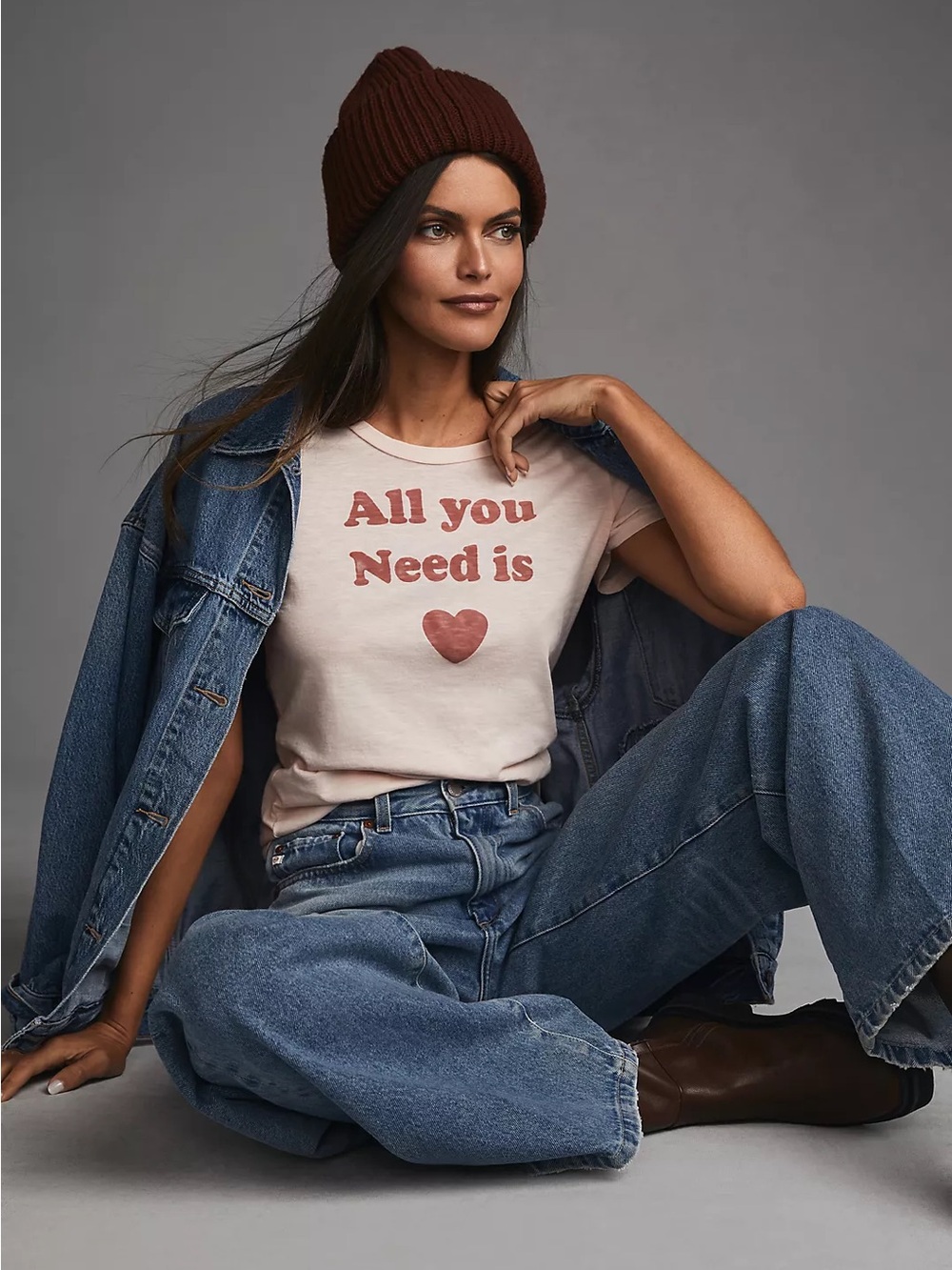 Anthropologie Sundry All You Need ❤️ Tee in heather pink Size 2 Medium NWT
